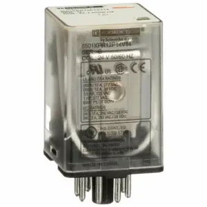 SCHNEIDER ELECTRIC 8501KPR12P14V14 General Purpose Relay, Socket Mounted, 10 A Current Rating, 24 VAC, 8 Pins/Terminals, DPDT | CU2BHY 335HV0