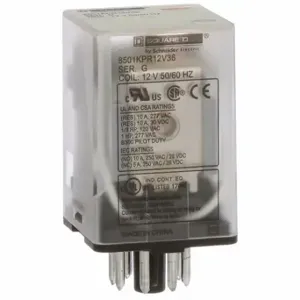 SCHNEIDER ELECTRIC 8501KPR12V36 General Purpose Relay, Socket Mounted, 10 A Current Rating, 12 VAC, 8 Pins/Terminals, DPDT | CU2BHV 335HV1