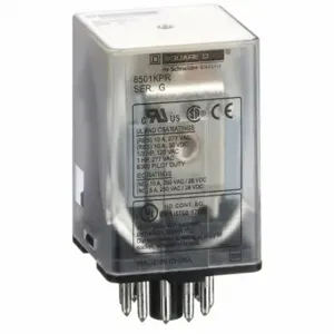 SCHNEIDER ELECTRIC 8501KPR13V24 General Purpose Relay, Socket Mounted, 10 A Current Rating, 240 VAC, 11 Pins/Terminals | CU2BHZ 335HV2