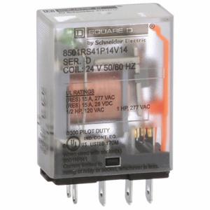 SCHNEIDER ELECTRIC 8501RS41P14V14 Relay, Socket Mounted, 15 A Current Rating, 24V AC, 5 Pins/Terminals, Spdt | CP4MBL 55WG30