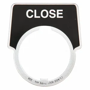 SCHNEIDER ELECTRIC 9001KN308 Legend Plate Half Round Close Black | AF9GFM 2EM59