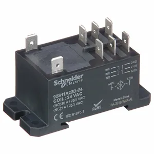 SCHNEIDER ELECTRIC 92S11A22D-24A Enclosed Power Relay, Din-Rail & Surface Mounted, 30 A Current Rating, 24VAC, Dpdt | CU2BDU 6CWX8