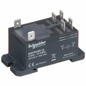 SCHNEIDER ELECTRIC 92S7D22D-12D Enclosed Power Relay, Din-Rail & Surface Mounted, 30 A Current Rating, 12VDC, Dpst-No | CU2BDP 6CWY4