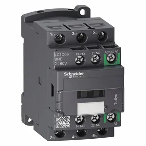 SCHNEIDER ELECTRIC LC1D09BNE Iec Magnetic Contactor, 24 To 60 VAC/Dc Coil Volts, 9 A | CU2BRE 482Z20