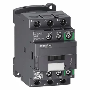 SCHNEIDER ELECTRIC LC1D09KUE Iec Magnetic Contactor, 100 To 250 VAC/Dc Coil Volts, 1No/1Nc | CU2BMH 482Z22