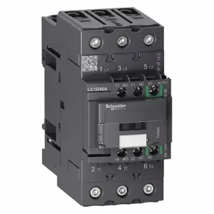 SCHNEIDER ELECTRIC LC1D40AEHE Iec Magnetic Contactor, 48 To 130 VAC/Dc Coil Volts, 1No/1Nc | CU2BQX 482Z40