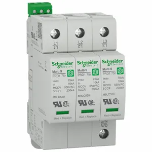 SCHNEIDER ELECTRIC M9L53480 Surge Arrester, Three Phase, 480VAC, 3 Poles, 4 Wires, L-N | CU2EVY 800DR3