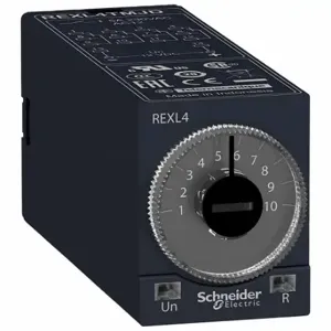 SCHNEIDER ELECTRIC REXL4TMP7 Time Delay Relay, Socket Mounted, 230VAC, 5 A, 12 Pins/Terminals, 0.1 sec to 100 hr | CU2EEQ 55WM28