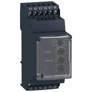 SCHNEIDER ELECTRIC RM35UA11MW Voltage Sensing Relay, DIN Rail Mounted, 12 Pins, 5 A, 24 to 240VAC/DC | CU2EVD 55WM04