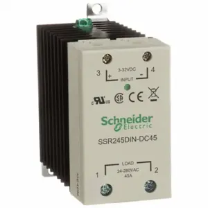 SCHNEIDER ELECTRIC SSR245DIN-DC45 Solid State Relay, Din-Rail And Surface Mounted, 45 A Max Output Current | CU2DXX 6CXA1