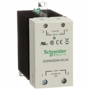 SCHNEIDER ELECTRIC SSR645DIN-DC45 Solid State Relay, Din-Rail And Surface Mounted, 45 A Max Output Current | CU2DYA 6CXA7