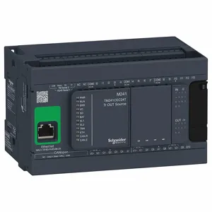 SCHNEIDER ELECTRIC TM241CEC24T Logic Controller, 24V AC/DC, 0.1 A 0.5 A, 14 Inputs, 4 Outputs, Transistor | CU2CCV 55WT39