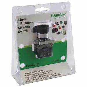 SCHNEIDER ELECTRIC XB4AS2 Selector Switch, 22 mm Size, 3 Position, Maintained/Maintained, Metal, 2No | CU2DRG 55WU02