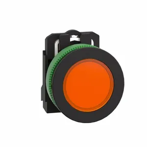 SCHNEIDER ELECTRIC XB5FVM5 Pilot Light, 30 mm Size, 230 to 240VAC, Orange, LED, Round, Screw Clamp | CU2CNM 55XA54