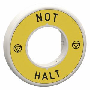 SCHNEIDER ELECTRIC ZBY9W2B230 Legend Ring, NOT-HALT, Round, Plastic, Black/Yellow, 60 mm Ht, 9.3 mm Wd | CU2CBR 55WF85