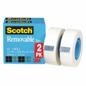 SCOTCH 811-2PK Removable Tape, 3/4 Inch Size, Clear, 2 PK | CV2PHY 43GA32