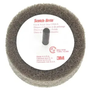 SCOTCH-BRITE 61500068319 Cut And Polish Disc, 3 Inch Dia X 1 1/4 Inch W, 1/4 Inch Straight Shaft, Aluminum Oxide | CU2HUJ 6RV96