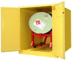 SECURALL PRODUCTS H160 Flammable Drums Cabinet, Horizontal, Self-Latch, Standard 2-Door, 60 Gallon | CJ6QVG