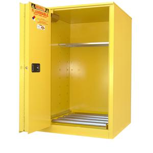 SECURALL PRODUCTS V260 Schrank für brennbare Fässer, vertikal, selbstschließend/selbstverriegelnd, Schiebetür, 65 Gallonen | CJ6QVL