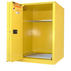 SECURALL PRODUCTS V175 Flammable Drums Cabinet, Vertical, Self-Latch, Standard 2-Door, 75 Gallon | CJ6QVN