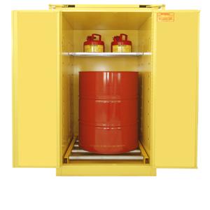 SECURALL PRODUCTS V360 Schrank für brennbare Fässer, vertikal, selbstschließend/selbstverriegelnd, Safe-T-Tür, 65 Gallonen | CJ6QVM
