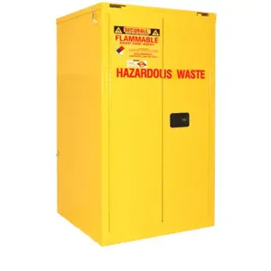 SECURALL PRODUCTS W3040 Hazardous Waste Drums Storage Cabinet, Self-Close/ Self-Latch, Safe-T-Door, 60 Gallon | CJ6QWX