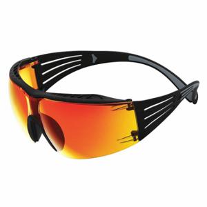 SECUREFIT SF416XAS-BLK Schutzbrille, umlaufender Rahmen, rahmenlos, orangefarbener Spiegel, Schwarz/Grau, Schwarz/Grau, Unisex | CU2LAF 498W20