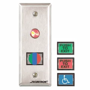 SECURITRON PB3N Push To Exit Button, Narrow Stile, Momentary | CU2LPB 45CG19