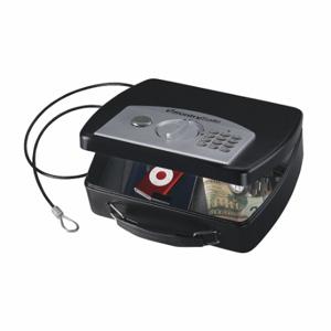 SENTRY SAFE P008E Tragbarer Safe, kompakt und tragbar, elektronisch mit Verzögerungsmodus/Override-Tastensperre, Schwarz | CU2MGG 16X138