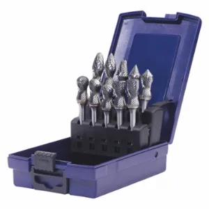 SGS PRO 18225 Carbide Bur Set, 1/4 Inch Shank Dia, Double Cut, 10 Pieces | CU2MXX 49EJ82