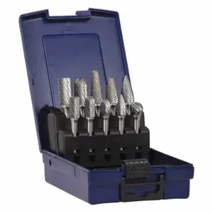 SGS PRO 18261 Carbide Bur Set, 1/4 Inch Shank Dia, Double Cut, 10 Pieces | CU2MXY 49EK23