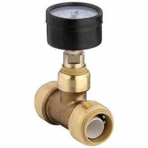 SHARKBITE 24436 Pressure Gauge, Brass, Push-To-Connect x Push-To-Connect | CU2NAY 49EL64