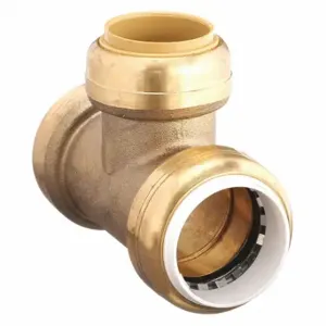 SHARKBITE UIP364 Slip Tee, Brass, Push-To-Connect x Push-To-Connect x Push-To-Connect, Brass, 8 Inch Length | CU2NBH 45RF61