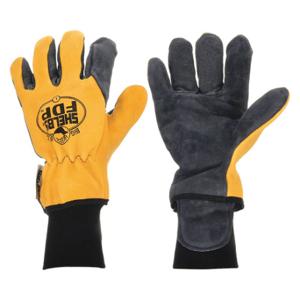 SHELBY 5280 L Firefighters Gloves, Structural, Size L, Brushed Pigskin Leather, Gold/Blue, 1 PR | CU2PRP 8XF83