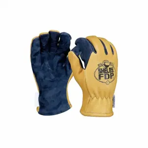 SHELBY 5280G S Firefighters Gloves, Structural, Size S, Brushed Pigskin Leather, Gold/Blue, 1 PR | CU2PRD 8PMX4