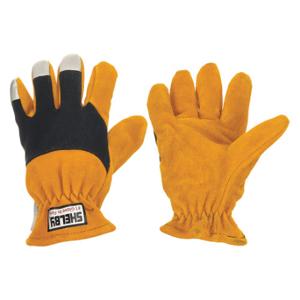 SHELBY 5285XL Firefighters Gloves, Structural, Gauntlet, Size XL, Cowhide Leather, Yellow/Blue, 1 Pair | CU2PRJ 6KHX0