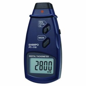 SHIMPO PT-110 Tachometer, Noncontact 2 to 99, 999, Max/Min/Last/96 Extra Readings, Laser, 5 Digit LCD | CV3WBX 411H02