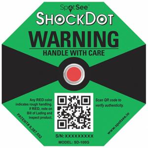 SHOCKWATCH SD-100G G-Force-Indikatoretikett, 100, 3 13/16 Zoll Etikettenbreite, 3 13/16 Zoll Etikettenhöhe, Englisch | CU2QRE 55JF83