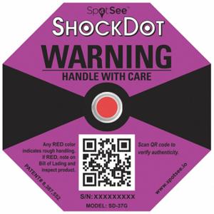 SHOCKWATCH SD-37G G-Force-Indikatoretikett, 37, 3 13/16 Zoll Etikettenbreite, 3 13/16 Zoll Etikettenhöhe, Englisch | CU2QRR 55JF86