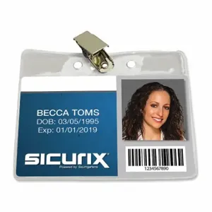 SICURIX 67850 ID Badge Holder, Horizontal, Clear, Blank, Plastic, 6 1/2 Inch Length, 6 9/64 Inch Width | CU2RAR 54HP84