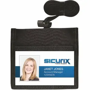 SICURIX BAU 55110 Badge Holder, Horizontal, Black, Blank, Nylon, 5 Inch Length, 9/64 Inch Width, 12 Pack | CU2RAC 54HP70