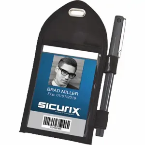 SICURIX BAU 55710 ID Badge Holder, Vertical, Black, Blank, Nylon, 4 1/4 Inch Length, 1/64 Inch Width | CU2RAV 54HP73