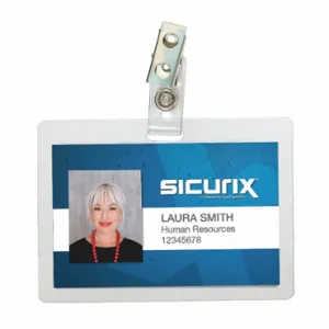 SICURIX BAU 62916 ID Badge Holder, Horizontal, Clear, Blank, Plastic, 3 Inch Length, 4 1/4 Inch Width | CU2RAP 54HP81