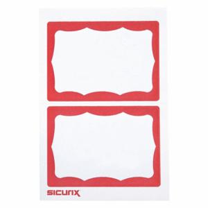 SICURIX BAU 67642 ID Adhesive Badge, Adhesive, Blank, White on Red, Blank, Paper, 3 1/2 Inch Length, 600 PK | CU2RBY 54HR17