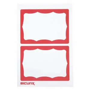 SICURIX BAU 67642 ID Adhesive Badge, Adhesive, Blank, White on Red, Blank, Paper, 3 1/2 Inch Length, 600 PK | CU2RBY 54HR17