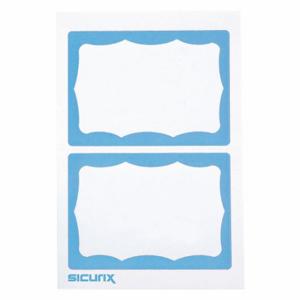 SICURIX BAU 67643 ID Adhesive Badge, Adhesive, Blank, White on Blue, Blank, Paper, 3 1/2 Inch Length, 600 PK | CU2RCC 54HR18
