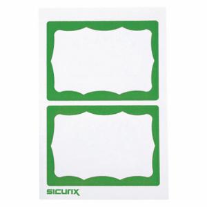 SICURIX BAU 67646 ID Adhesive Badge, Adhesive, Blank, White on Green, Blank, Paper, 3 1/2 Inch Length | CU2RBX 54HR19