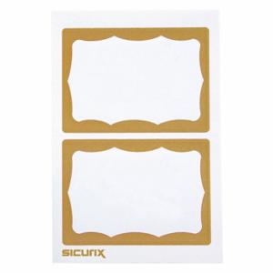 SICURIX BAU 67647 ID Adhesive Badge, Adhesive, Blank, White on Gold, Blank, Paper, 3 1/2 Inch Length, 600 PK | CU2RBW 54HR20