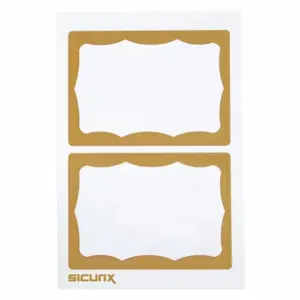 SICURIX BAU 67647 ID Adhesive Badge, Adhesive, Blank, White on Gold, Blank, Paper, 3 1/2 Inch Length, 600 PK | CU2RBW 54HR20