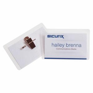 SICURIX BAU 67675 ID Badge Holder Kit, Inkjet/Laser Printers, Clip and Pin Combo, 50 PK | CU2RAH 54HR02